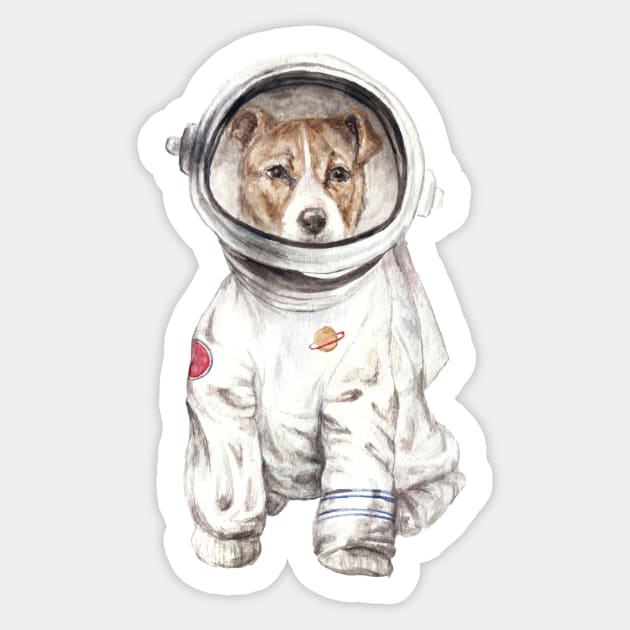 Laika Space Dog Astronaut Puppy Sticker by wanderinglaur